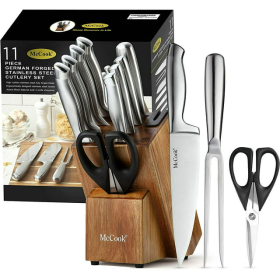 McCook MC35 11-Piece Kitchen Cutlery Knife Block Set with Built-in Sharpener Stainless Steel