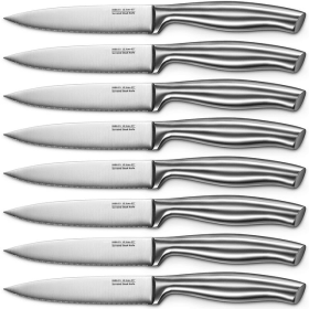 Steak Knives, Serrated Steak Knives with Gift Box, Stainless Steel Kitchen Steak Knife Set of 8, Silver