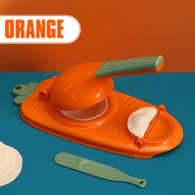 Kitchen Dumpling Maker 2 In 1 Dough Pressing Tool Set Dumpling Mold DIY Dumpling Wrapper Makers Manual Press Dumpling Crust Tool (Color: Orange)