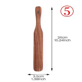 7pcs/set Teak Natural Wood Tableware Spoon Ladle Turner Rice Colander Soup Skimmer Cooking Spoon Scoop Kitchen Reusable Tool Kit (Color: shovel 5)