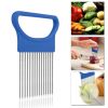 Stainless Steel Fork ; Onion Vegetable Slicer; Kitchen Cutting Auxiliary Rack Cutting Tool; Convenient Fast Cutting Vegetables