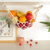 Fruit Hammock,Gray Fruit Basket, 100% Cotton, Screws & S Hooks, Banana Holder, Hanging Fruit Basket for Potato Storage