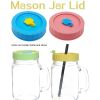 1pc Cute Universal Mason Jar Lids With Straw Hole; 70mm/2.76in Diameter Storage Wide Mouth Leak Proof; Kitchen Supplies